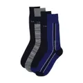 4 Pack Multi Vertical Striped Logo Mens Dress Socks - One Size - Mens US 7 -12