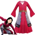 Vicanber Kids Girls Hua Mulan Outfit Cosplay Costume Movie Party Fancy Dress Up Set(6-7Years)