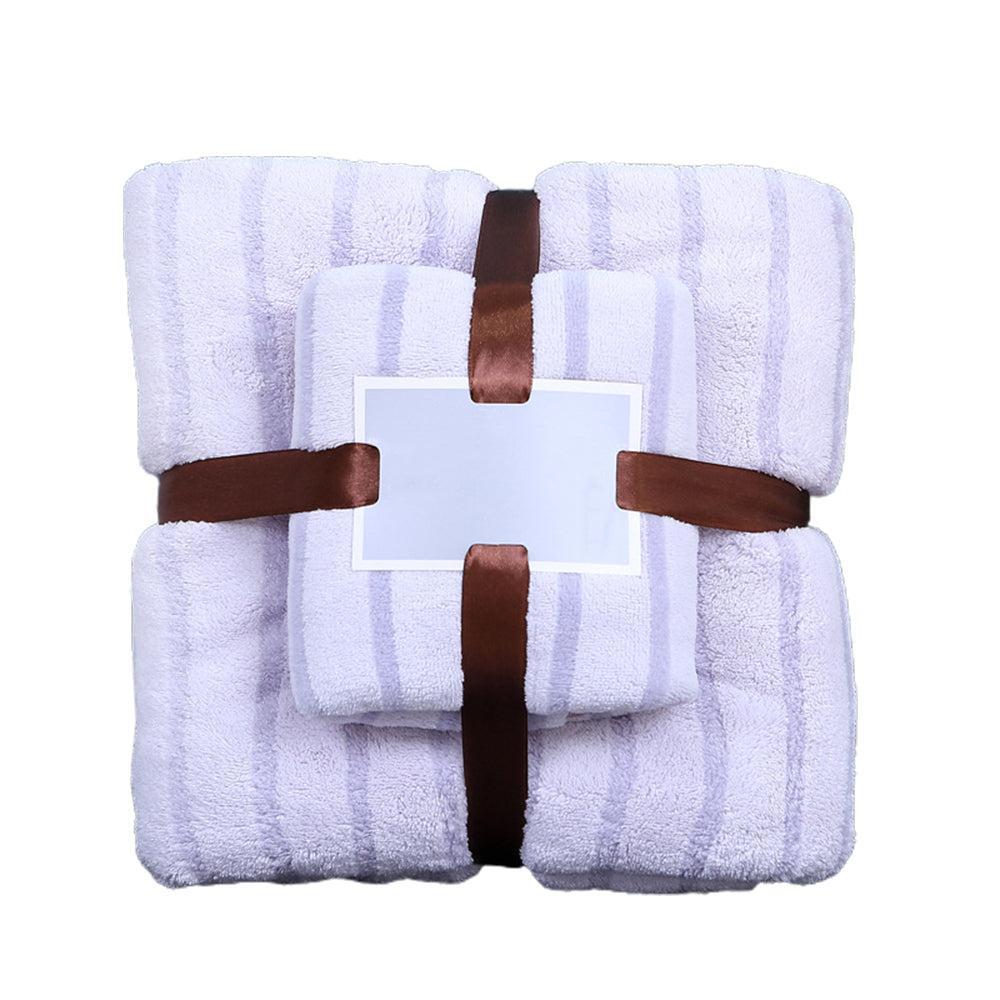 Coral Velvet Quick Dry Bath Towel and Towel Set-Purple
