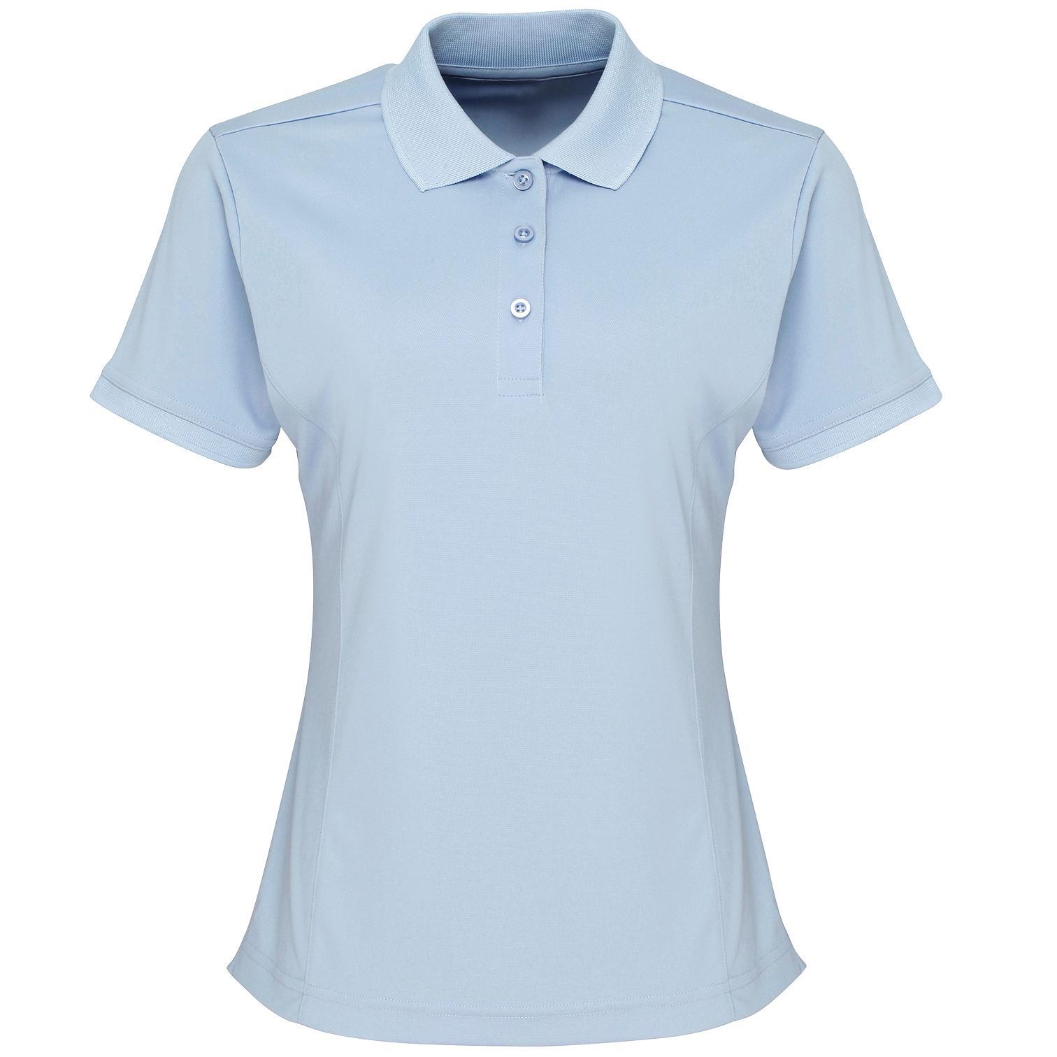 Premier Womens/Ladies Coolchecker Short Sleeve Pique Polo T-Shirt (Light Blue) (S)
