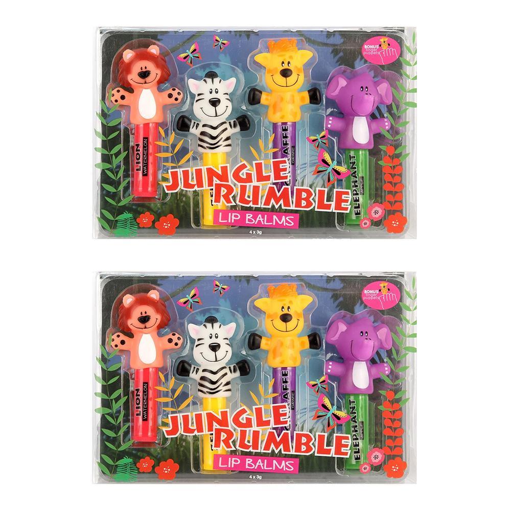 8pc Jungle Rumble Kids/Childrens Scented Lipbalm/Lip Care w/Finger Puppet 3y+