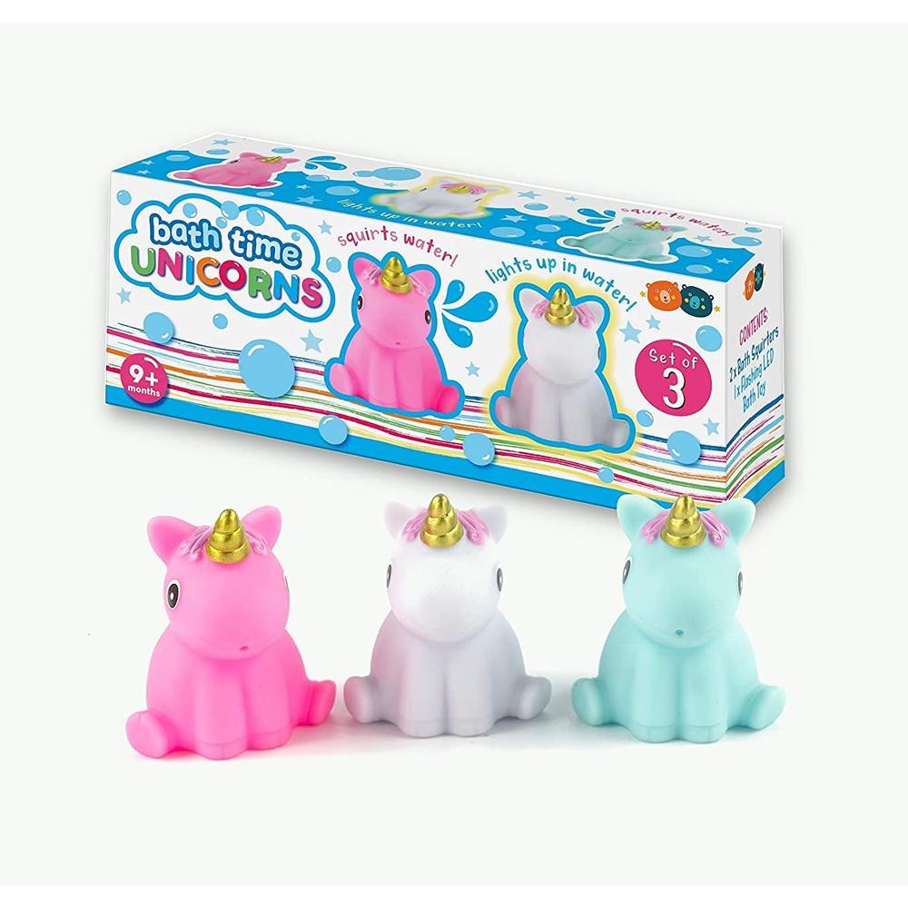 3pc Bath Time Light Up Unicorns Squirter Kids/Toddler Shower/Bathing Toy 10m+