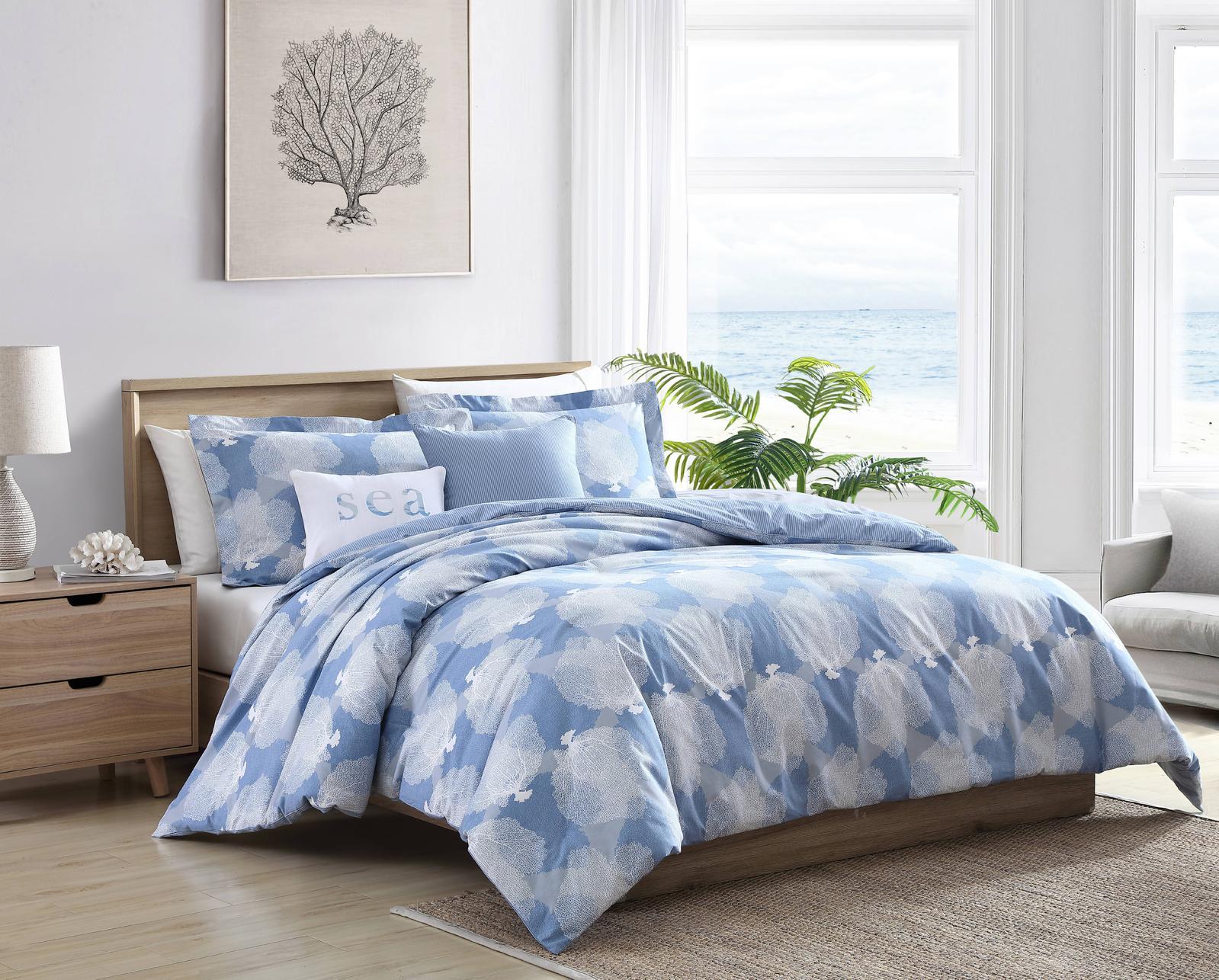 Tommy Bahama Ohana Super King Bed Quilt Cover Set w/ Pillowcase Coastal Blue