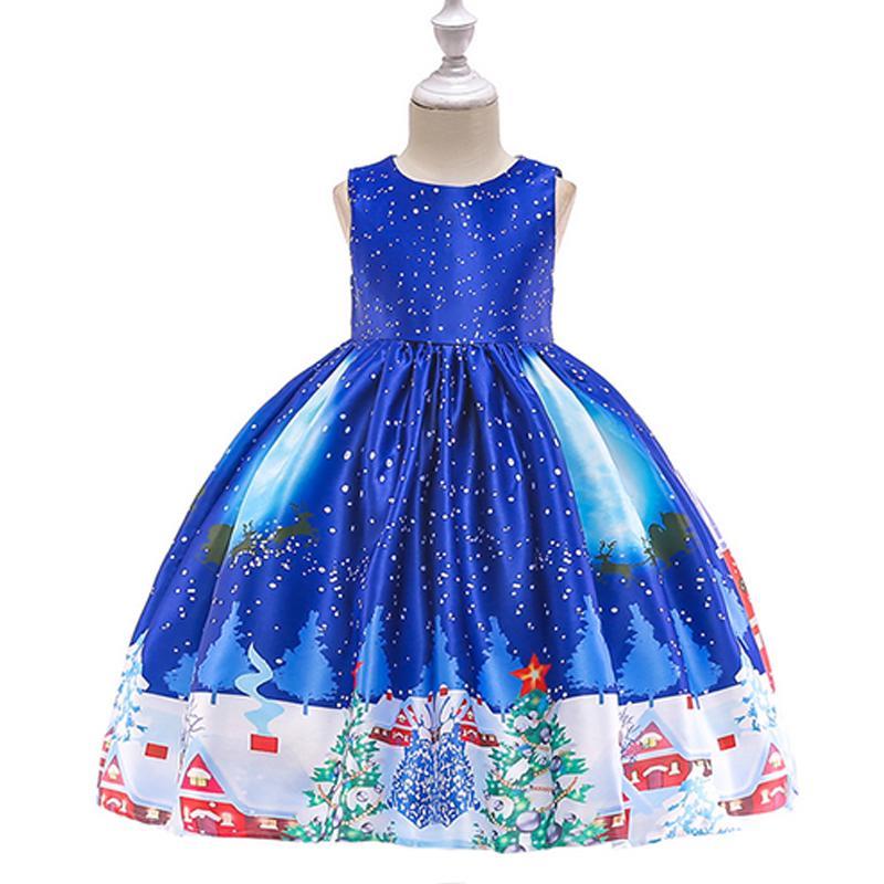Vicanber Girls Christmas Party Dress Pageant Ball Gown Tutu Princess Dresses For 3~13Year (Dark Blue,3-4 Years)