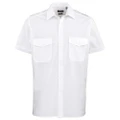 Premier Mens Short Sleeve Pilot Plain Work Shirt (White) (19)