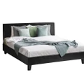 Oikiture Bed Frame Double Size Black Leather