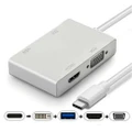 [8W-USBCHDVU] 4-in-1 Hub USB C to HDMI DVI VGA Adapter Converter with USB 3.1 Gen 1 Port