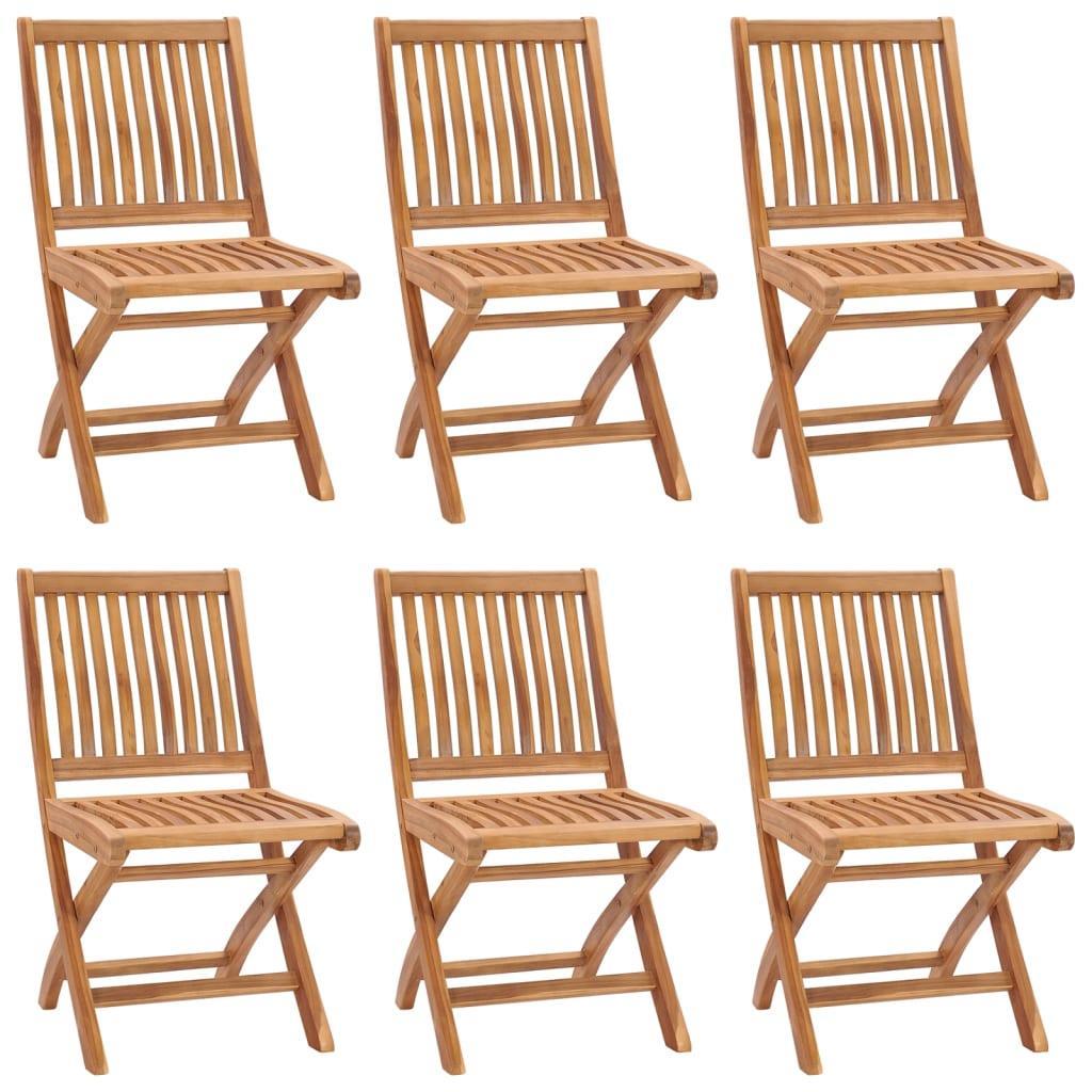Folding Garden Chairs 6 pcs Solid Teak Wood vidaXL