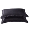 2x Satin Silk Pillow Cases Cushion Cover Pillowcase Home Decor Luxury Bed Black