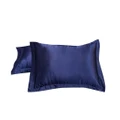 2x Satin Silk Pillow Cases Cushion Cover Pillowcase Home Decor Luxury Bed Navy