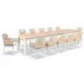 Balmoral 3.55M Outdoor Teak Top Aluminium Table With 12 Hugo Chairs - Outdoor Aluminium Dining Settings
