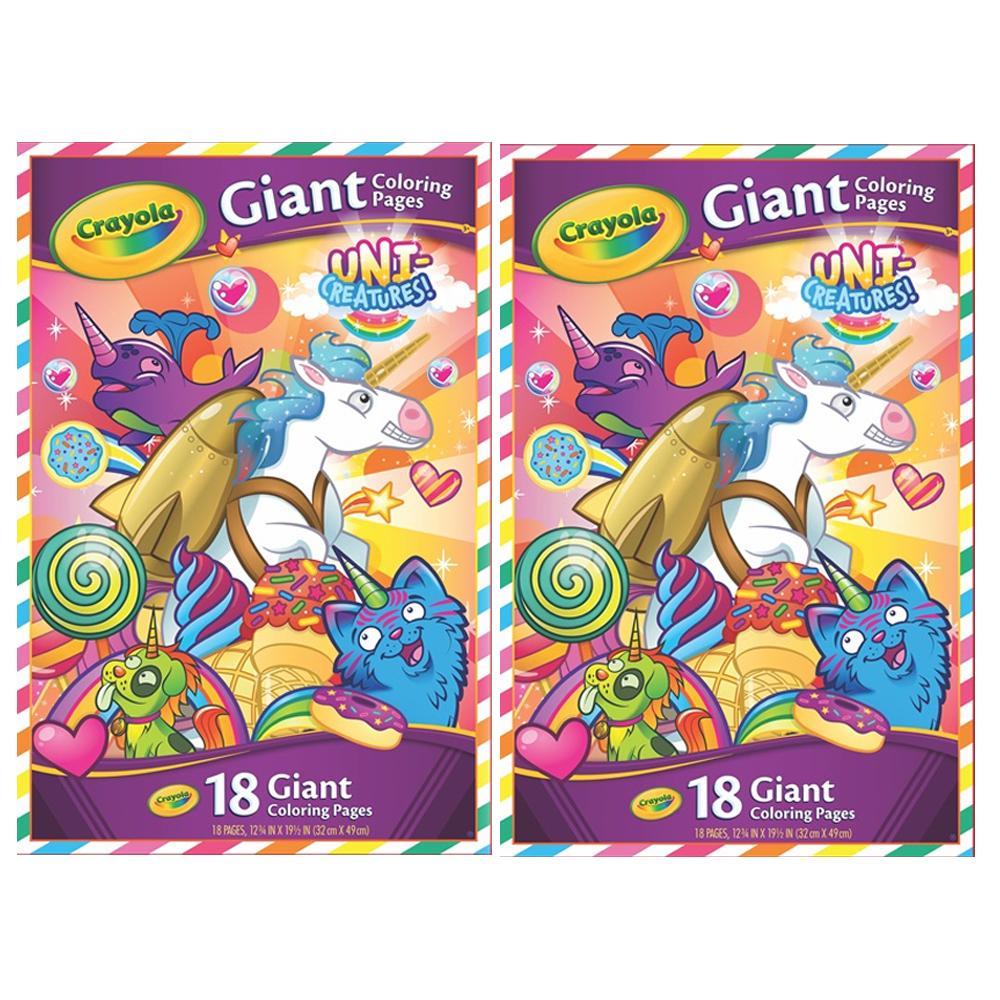 2x Crayola Giant 18pg Colouring Pages Foldalope Uni Creatures Kids/Children 3y+
