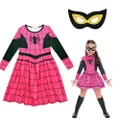 Vicanber Kids Girls Spidergirl Cosplay Costume Dress Up Superhero Spider-man Halloween Fancy Dress (6-7 Years)