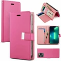Hot Pink Genuine Mercury Rich Diary Wallet Case for iPhone 14