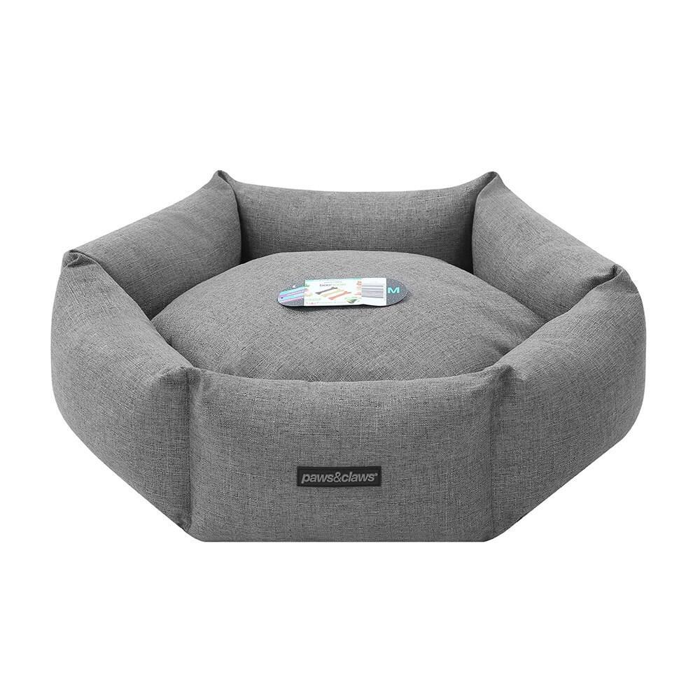 Paws & Claws Pia 60x18cm Hexagon Pet/Dog Bed w/ Removable Pillow/Cushion Grey