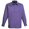 Premier Mens Long Sleeve Formal Plain Work Poplin Shirt (Purple) (15)