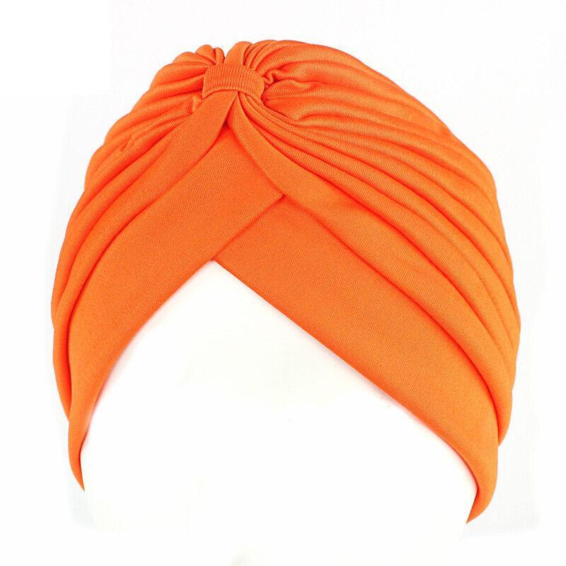 Vicanber Muslim Turban Hats Cancer Chemo Hair Cap Headwear Cover(Orange)