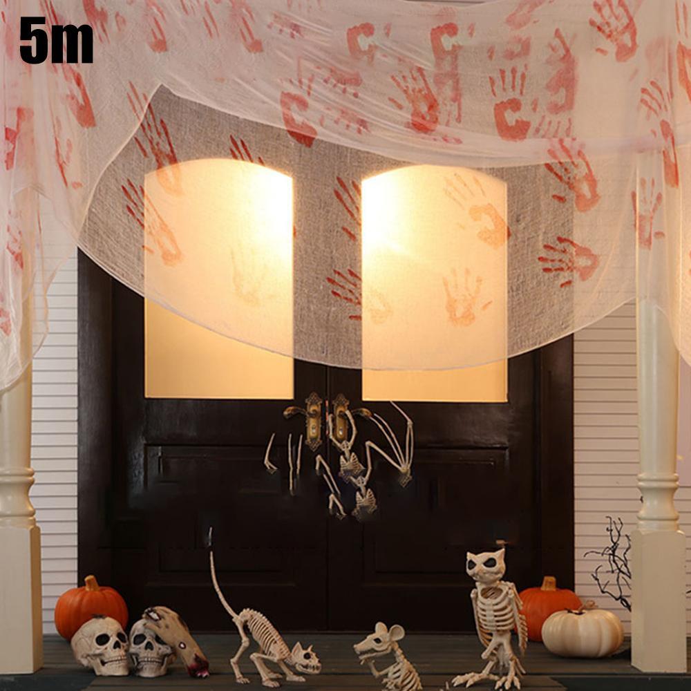 Vicanber Happy Halloween Bloody Handprint Gauze Party Scary Hanging Decoration Decor Prop (5m)