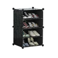 Black DIY Cube Shoe Cabinet Rack Storage Stackable Organiser 1 Column 4 Row