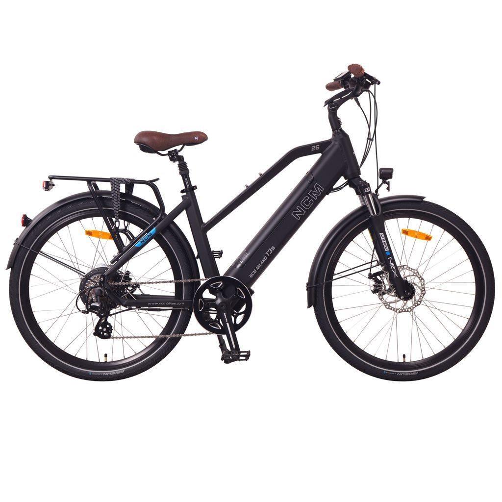 NCM T3S Step-Thru Trekking E-Bike, City Electric Bike, 250W-500W, 48V 12Ah 576Wh Battery [Black 26"]