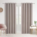 Faux Linen 100% Blockout Eyelet Curtain, Twin Pack (Cinnamon) - 225x223cm