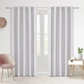 Faux Linen 100% Blockout Eyelet Curtain, Twin Pack (Grey) - 90x223cm