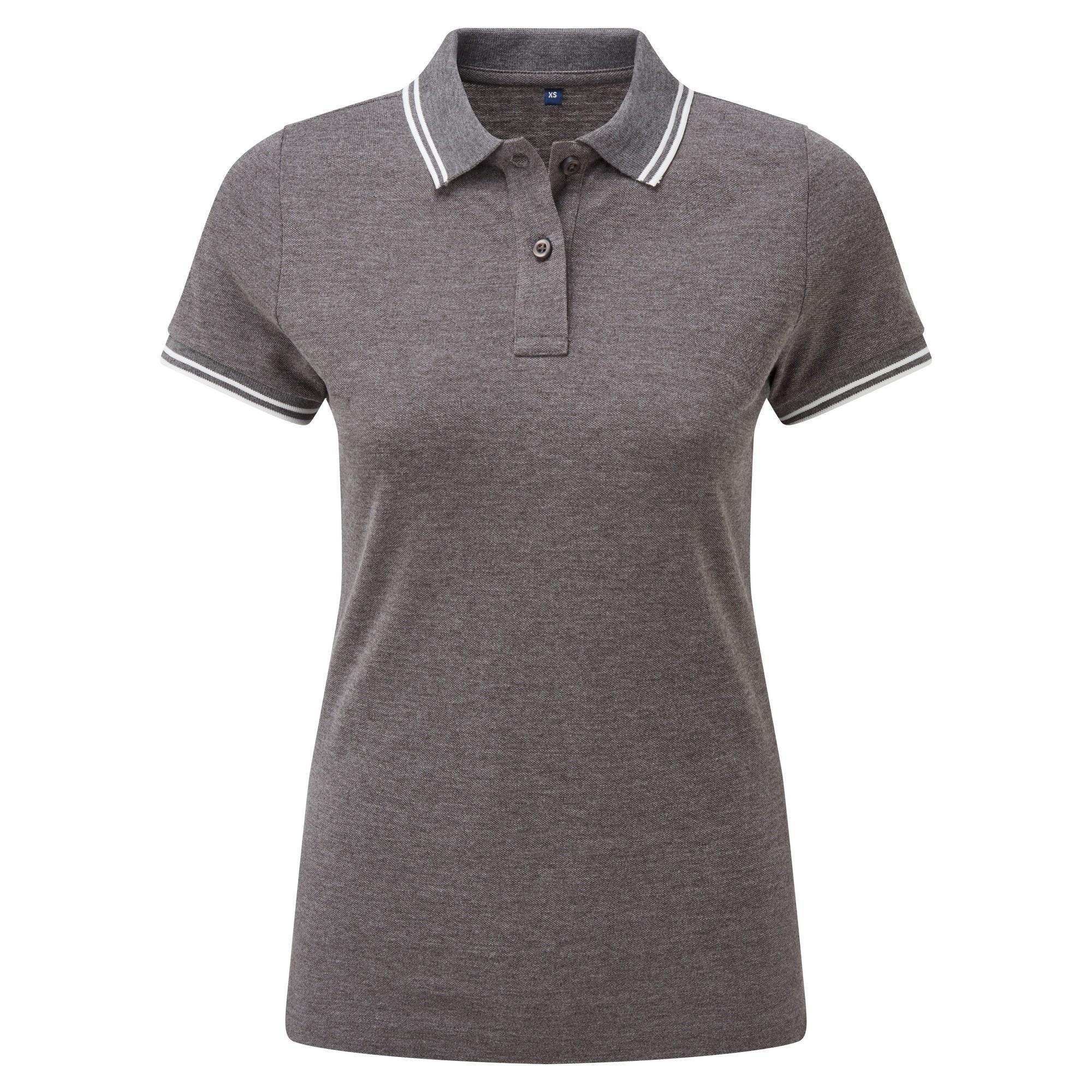 Asquith & Fox Womens/Ladies Classic Fit Tipped Polo (Charcoal/White) (XXL)