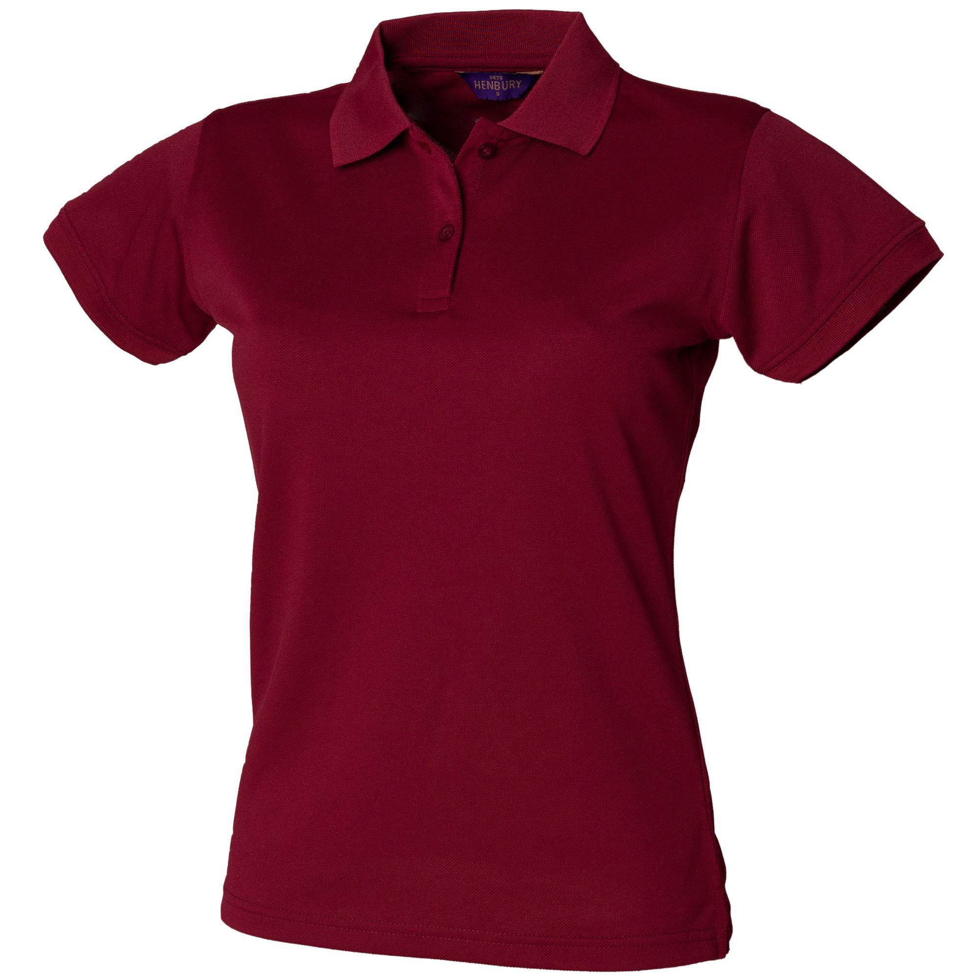 Henbury Womens/Ladies Coolplus® Fitted Polo Shirt (Burgundy) (S)