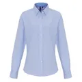 Premier Womens/Ladies Cotton Rich Oxford Stripe Blouse (White/Light Blue) (M)