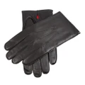 Black Leather Merino Wool-Lined Gloves | Touchscreen Tips - Black - Small