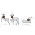 Reindeer & Sleigh Christmas Decoration 60 LEDs Outdoor Silver vidaXL