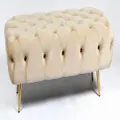 Bed end tufted velvet bench with gold chrome legs- Beige