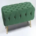Bed end tufted velvet bench with gold chrome legs-Emerald green