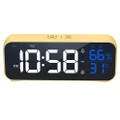 TODO LED Digital Alarm Clock Temperature Display Music Alarm USB Rechargeable - Yellow