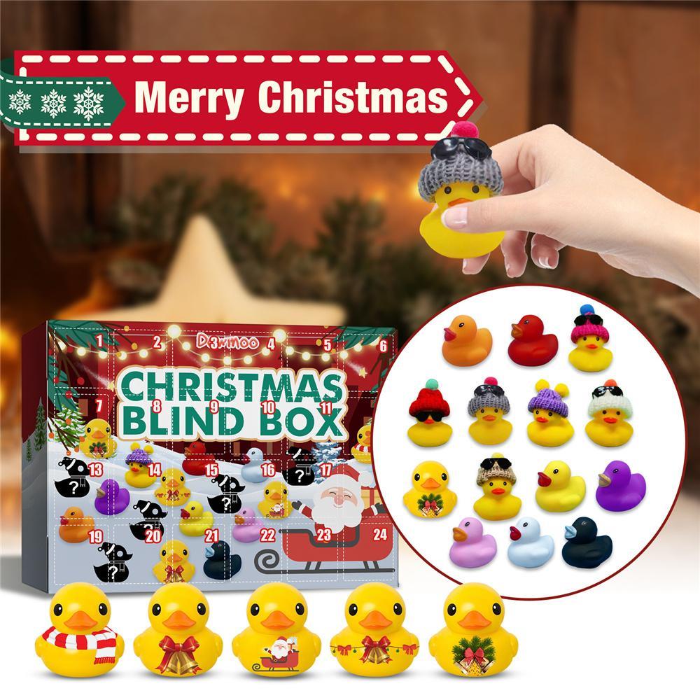 Vicanber Christmas Blind Box 24 Days Countdown Advent Calendar with Rubber Ducks Bath Toy