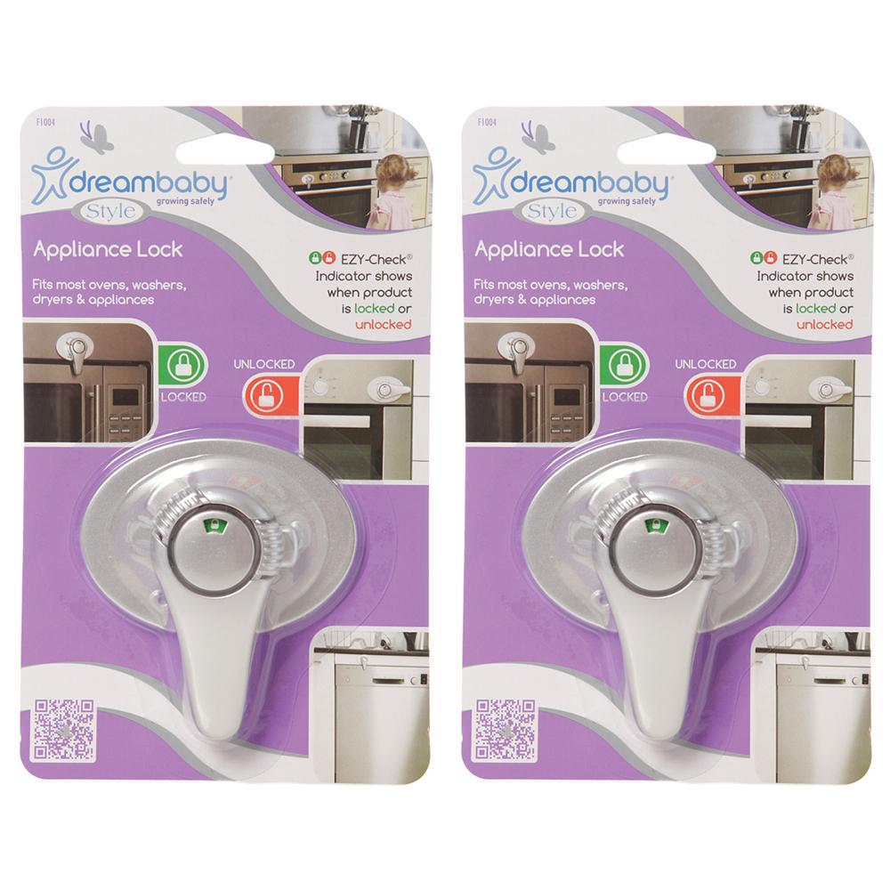2x Dreambaby Ezy-Check Baby Safety Swivel Appliance/Microwave Lock Silver 9cm
