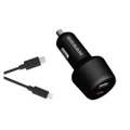 Urban 30W Dual Port Car Charger Adapter 1m Cable Compatible w/ iPhone Black