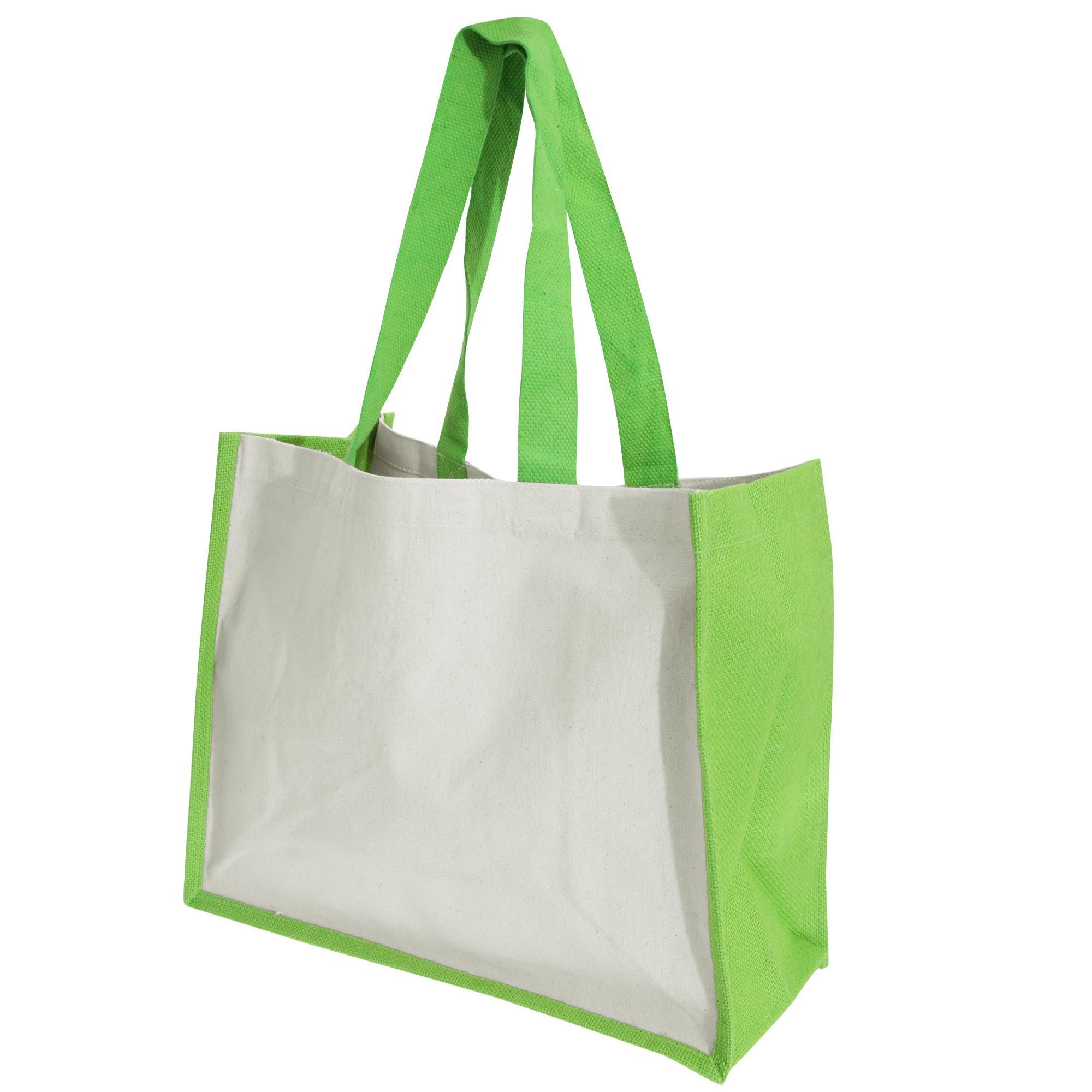 Westford Mill Printers Jute Cot Shopper Bag (21 Litres) (Apple Green) (One Size)