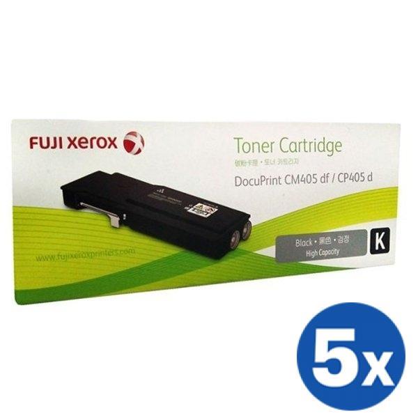 5 x Fuji Xerox DocuPrint CP405D, CM405DF Original Black Toner Cartridge - 11,000 pages (CT202033)