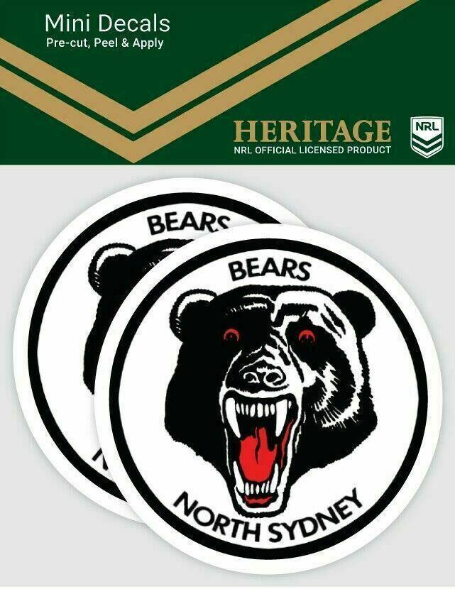 North Sydney Bears ARL NRL iTag UV Car Heritage Logo Mini Decal Sticker (2 Pack)