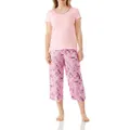 Ladies Magnolia Lounge Cotton Pink Tee Short PJS Daydreaming Set Capri Pants (482/2158) [Size: Large]