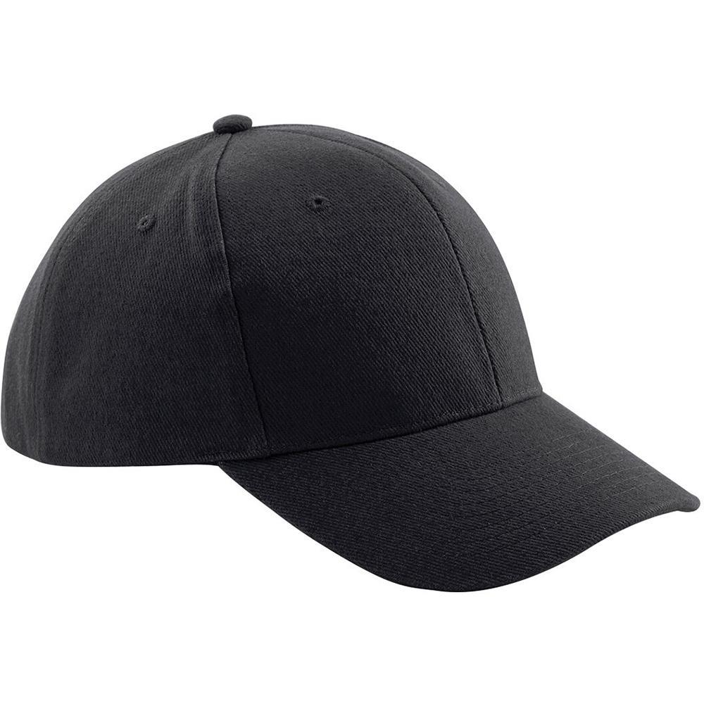 Beechfield Unisex Pro-Style Heavy Brushed Cotton Baseball Cap / Headwear (Black) (One Size)