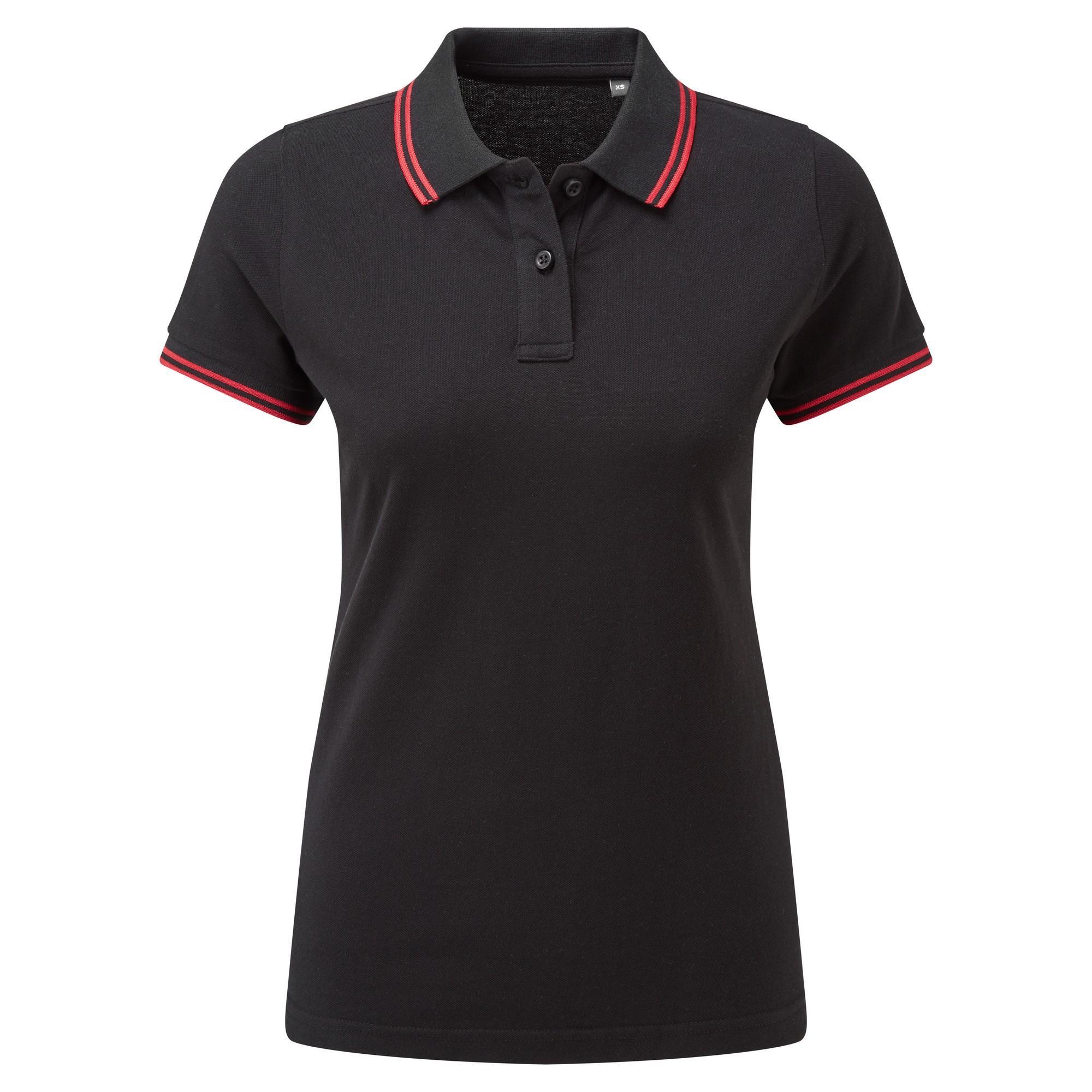 Asquith & Fox Womens/Ladies Classic Fit Tipped Polo (Black/Red) (L)