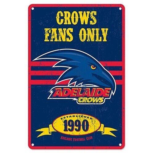 AFL Retro Supporter Tin Sign - Adelaide Crows - Man Cave - Heritage