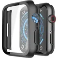 For Apple Watch 8 7 SE 2022 6 49mm Glass Case Cover Screen Protector-For Apple Watch 49mm-Black-2 Packs