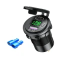 12V Modified Car USB Charger With Voltage Display PD QC3.0 Socket(Green Light)