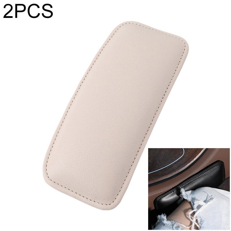 2 PCS Car Non-slip Soft Floor Protector Carpet Floor Mat Knee Bolster, Style:First Layer Cowhide(Apricot)