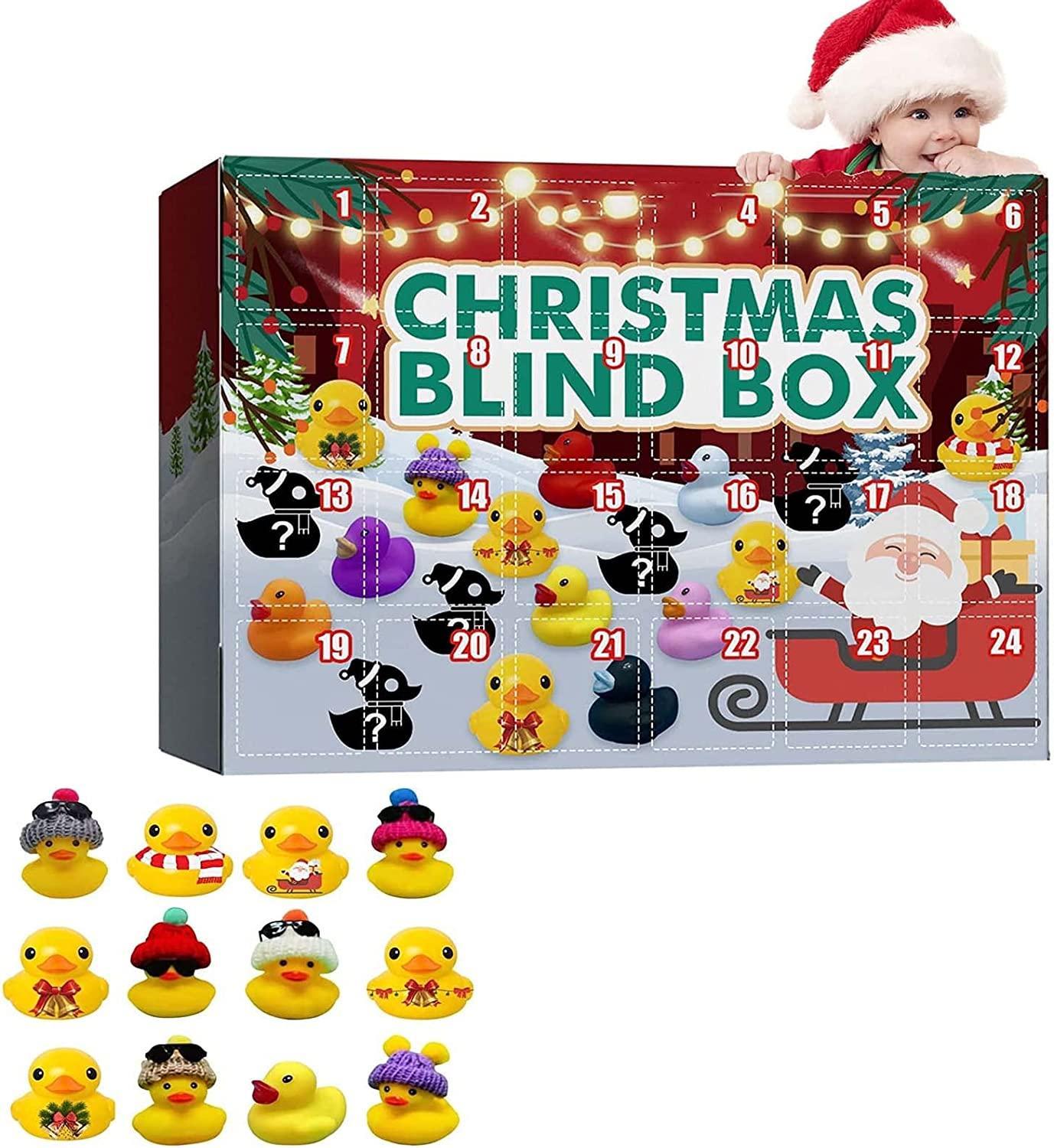 Christmas 24 Days Blind Box Countdown Advent Calendar with Rubber Ducks and Accessory