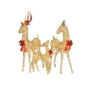 Gold Mesh Outdoor Reindeer Family Christmas Display with Lights