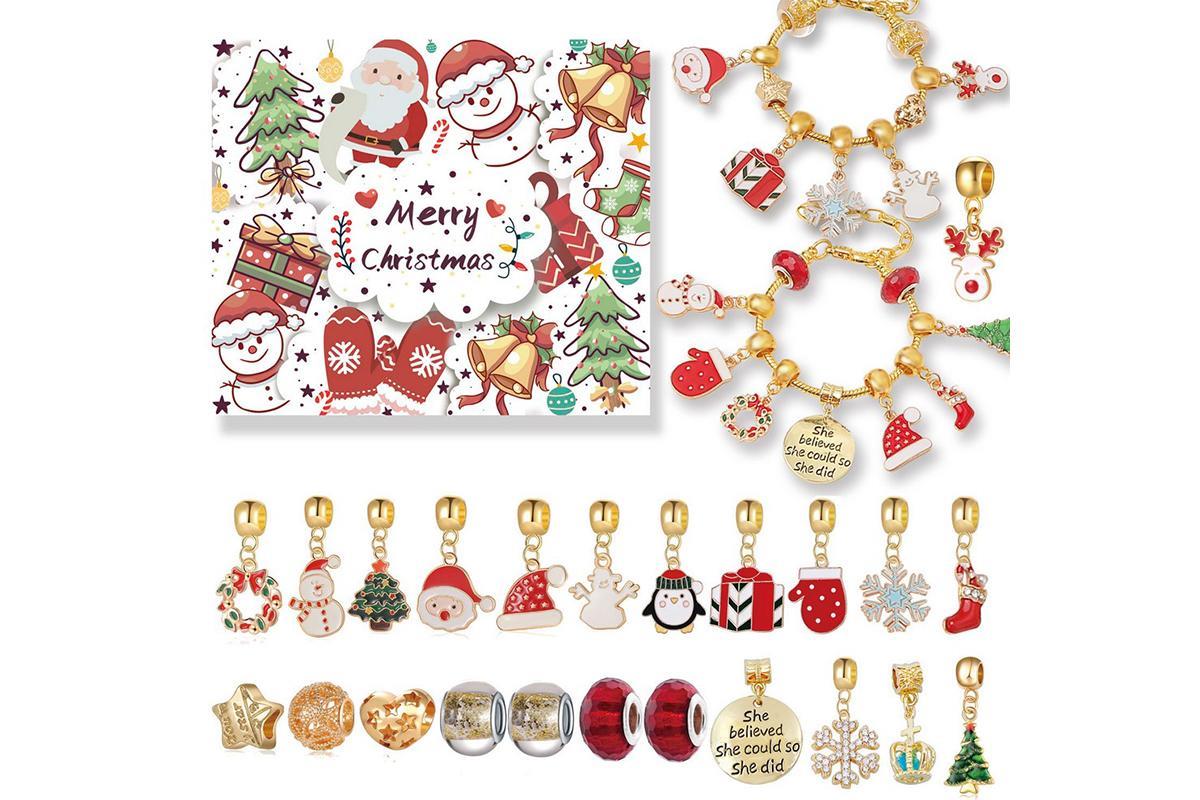 24 Countdown Calendar Advent DIY Jewelry Set Christmas Child Gifts(Two Bracelets)